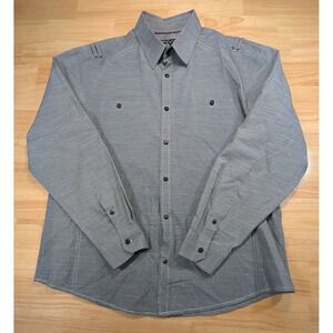 Tranquility Mayhem Mens XL Gray Micro Stripe Button Shirt Long Sleeve Epaulet